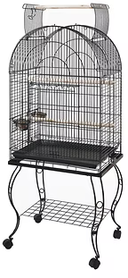 Bono Fido 24" Dome Open Top Parrot Cage w/Stand BLK