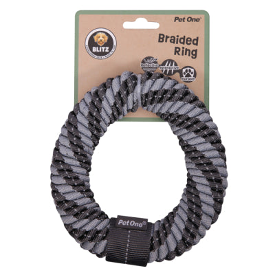 Blitz Braided Ring Grey Dog Toy