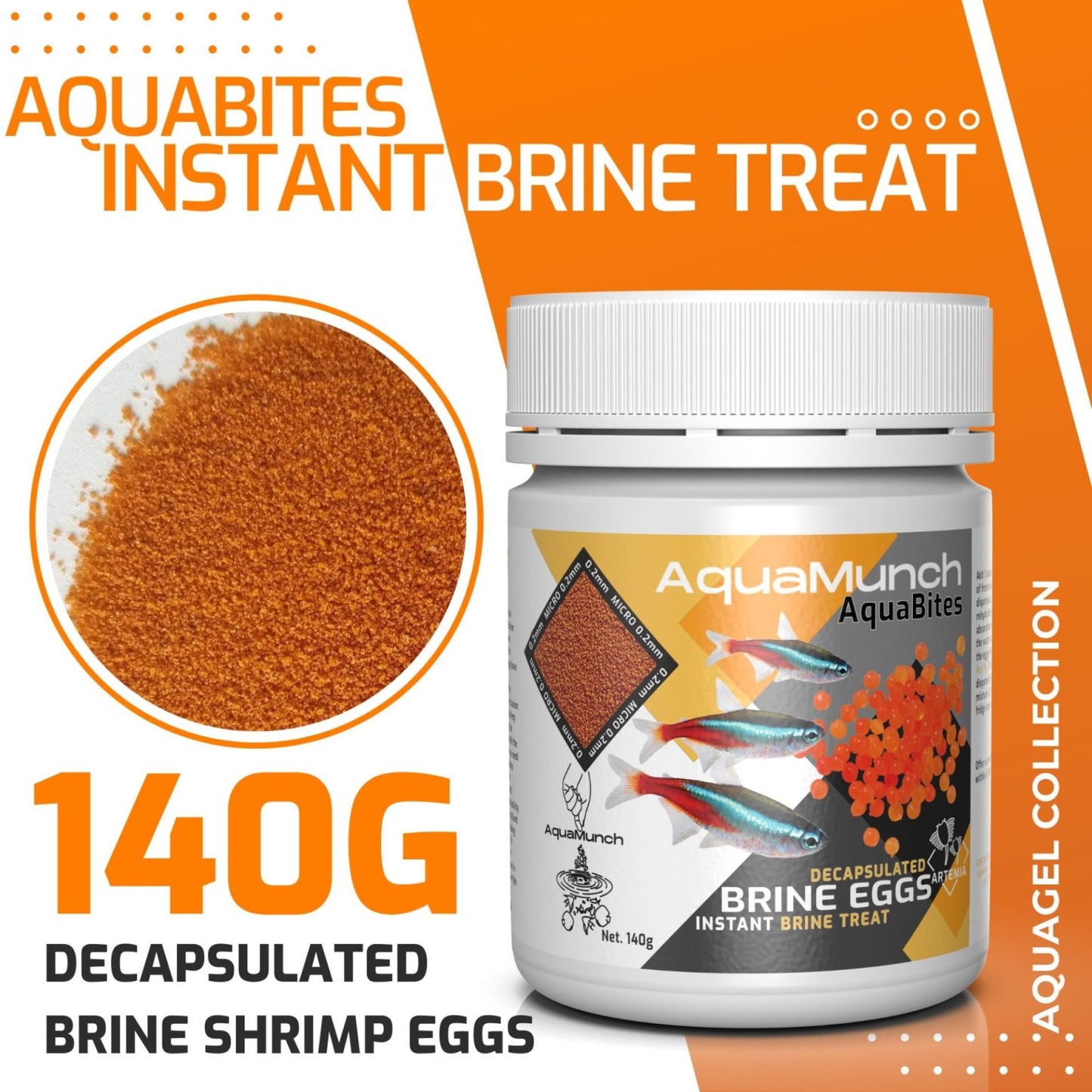 AquaMunch AquaBites Decapsulated Brine Shrimp Eggs 140g